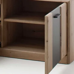 Wohnen Elegante TV Bank in Eiche & Grau - Larinca