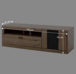 Wohnen Elegante TV Bank in Eiche & Grau - Larinca