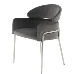 Wohnen Wohnzimmerstühle*Eleganter Armlehnstuhl in Grau & Silber - Ecolosia