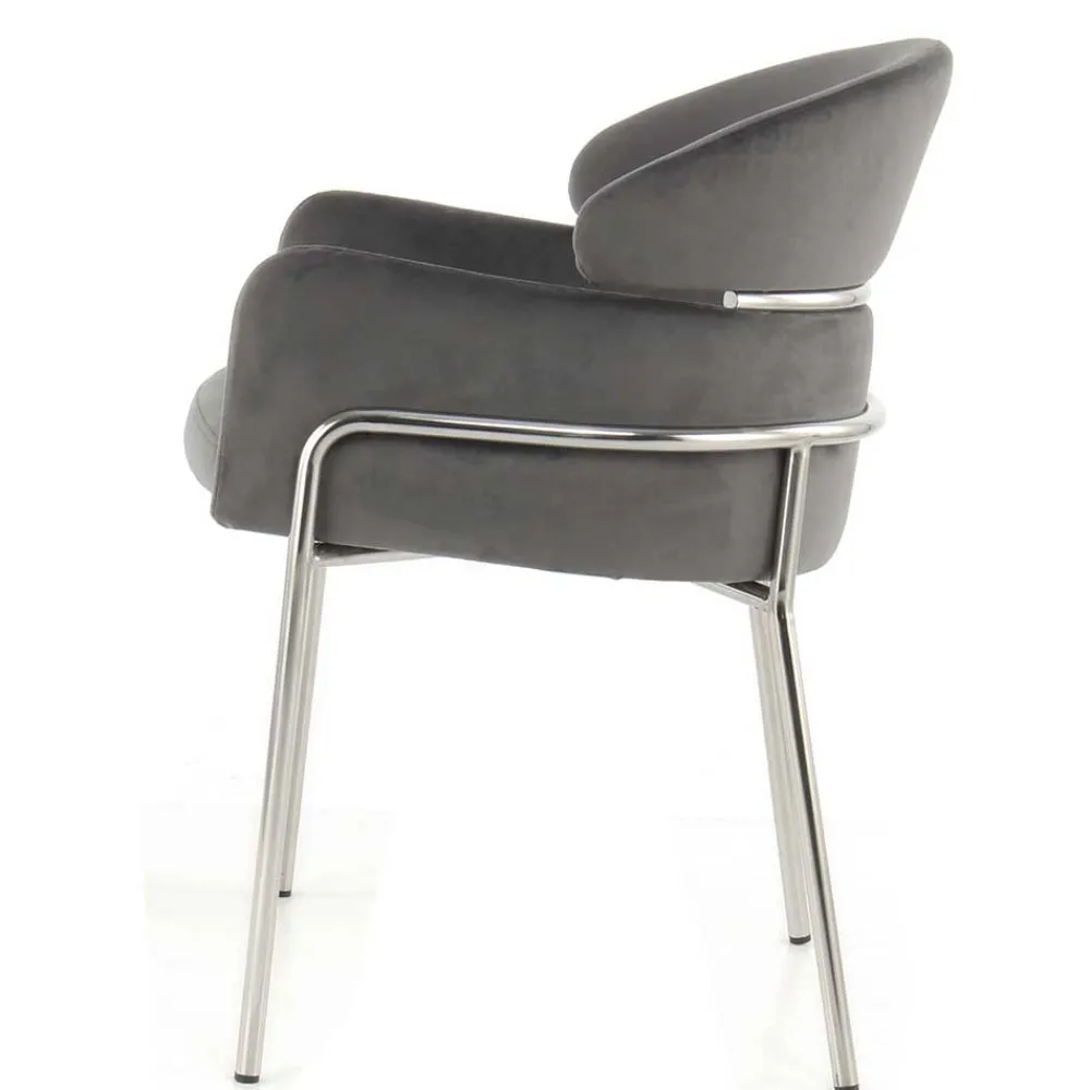 Wohnen Wohnzimmerstühle*Eleganter Armlehnstuhl in Grau & Silber - Ecolosia