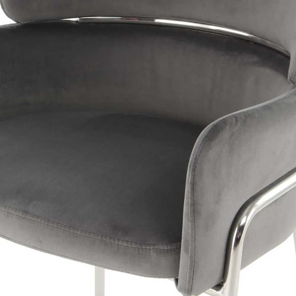 Wohnen Wohnzimmerstühle*Eleganter Armlehnstuhl in Grau & Silber - Ecolosia