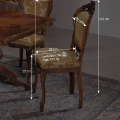 Wohnen Barock Möbel|Braune Möbel*Eleganter Barock Polsterstuhl Magari in Gold Beige