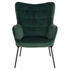 Wohnen Eleganter Einzelsessel in Dunkelgrün Samt - Volcanu