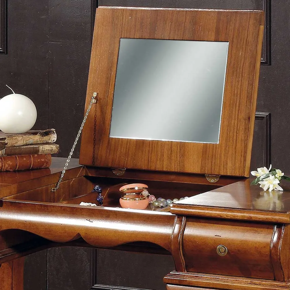 Wohnen Eleganter Frisiertisch mit Klappspiegel in Nussbaum - Motiz