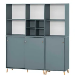 Wohnen Eleganter Office Schrank in Petrol Blau - Baiamare