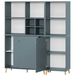 Wohnen Eleganter Office Schrank in Petrol Blau - Baiamare