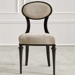 Wohnen Eleganter Polsterstuhl mit ovaler Medaillon Lehne - Celorma