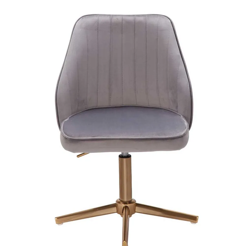 Wohnen Bürostühle*Eleganter Schreibtisch Drehstuhl in Grau Samt - Cessma