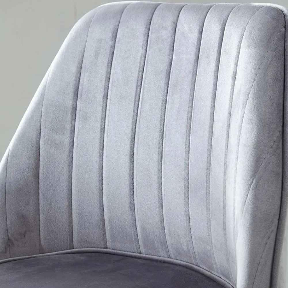 Wohnen Bürostühle*Eleganter Schreibtisch Drehstuhl in Grau Samt - Cessma