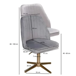 Wohnen Bürostühle*Eleganter Schreibtisch Drehstuhl in Grau Samt - Cessma