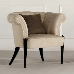 Wohnen Eleganter Sessel in Beige Stoffbezug - Gatron