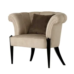 Wohnen Eleganter Sessel in Beige Stoffbezug - Gatron