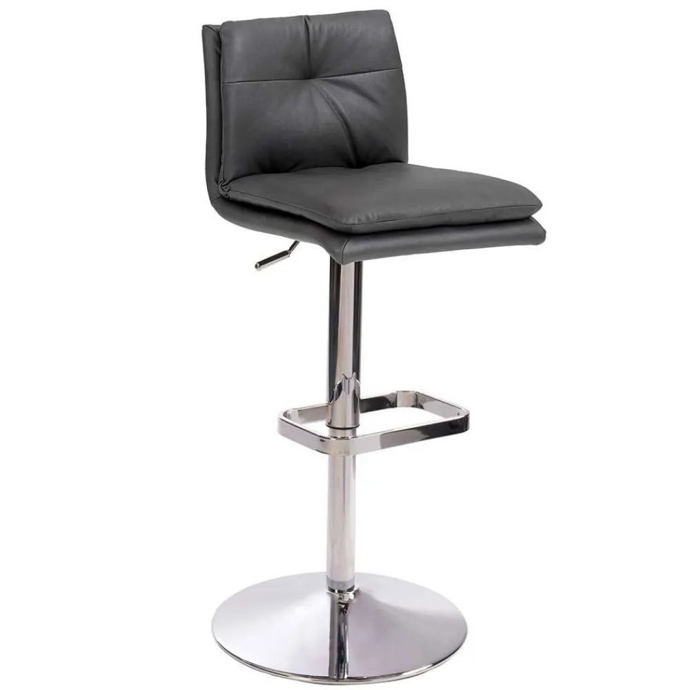 Wohnen Barhocker|Hocker*Eleganter Tresenstuhl in Dunkelgrau & Chrom - Fregato