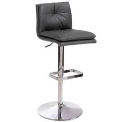 Wohnen Barhocker|Hocker*Eleganter Tresenstuhl in Dunkelgrau & Chrom - Fregato
