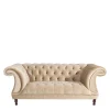 Wohnen Elegantes Barocksofa in Beige Samtvelours - Hihat