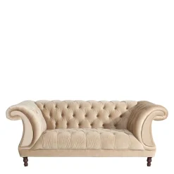 Wohnen Elegantes Barocksofa in Beige Samtvelours - Hihat