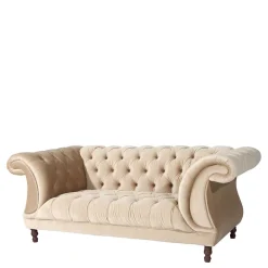 Wohnen Elegantes Barocksofa in Beige Samtvelours - Hihat