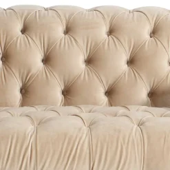 Wohnen Elegantes Barocksofa in Beige Samtvelours - Hihat