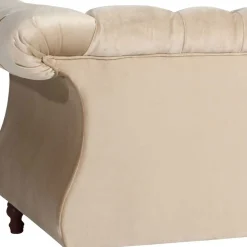 Wohnen Elegantes Barocksofa in Beige Samtvelours - Hihat