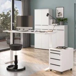 Wohnen Elektrisch höhenverstellbarer Schreibtisch in Weiß - Sparkle