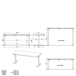 Wohnen Elektrisch höhenverstellbarer Schreibtisch in Weiß - Sparkle
