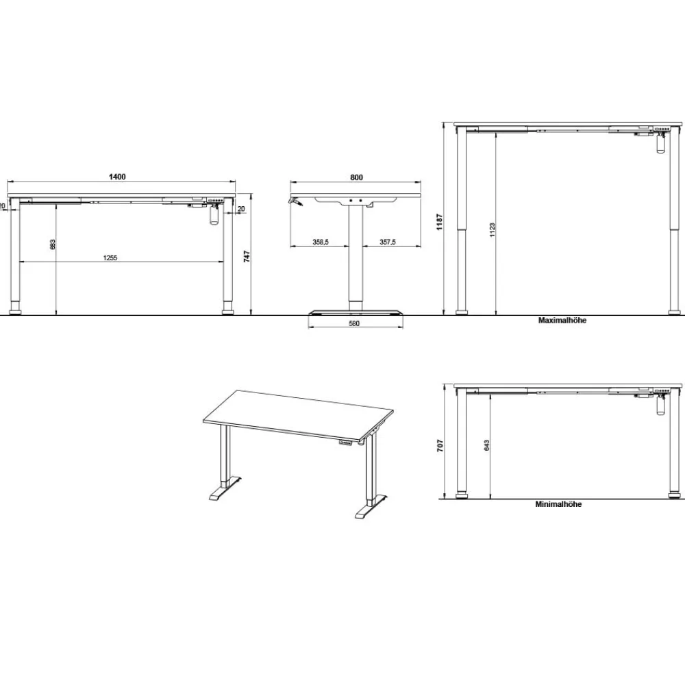 Wohnen Elektrisch höhenverstellbarer Officetisch modern - Bangrados
