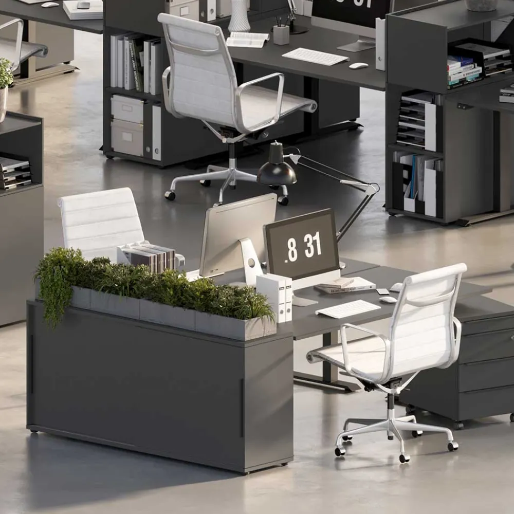 Wohnen Home Office Möbel|Büro Komplett*Elektrisch verstellbare Tische & Schrank Set - Tila (dreiteilig)