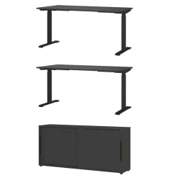 Wohnen Home Office Möbel|Büro Komplett*Elektrisch verstellbare Tische & Schrank Set - Tila (dreiteilig)