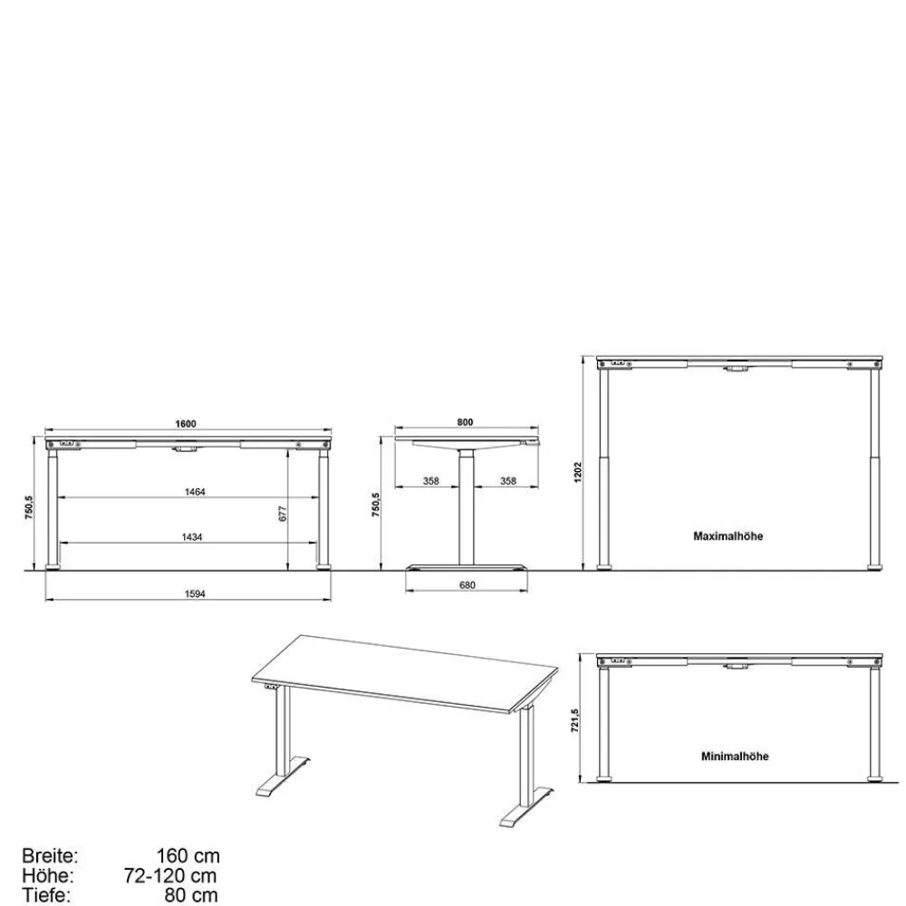 Wohnen Home Office Möbel|Büro Komplett*Elektrisch verstellbare Tische & Schrank Set - Tila (dreiteilig)