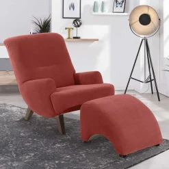 Wohnen Braune Möbel|Sessel & Hocker*Entspannungssessel in Terracotta Velours - Vacance