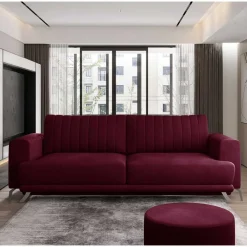 Wohnen 2er Bettsofa in Dunkelrot - matter Samt - Lanaco