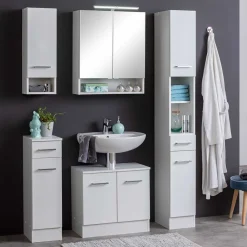 Wohnen Waschtisch|Waschbeckenunterschränke*60er Doppeltür Unterbeckenschrank in Weiß - Skiranov