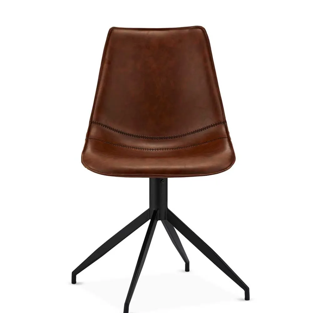 Wohnen 2er Kunstlederstuhl-Set in Braun - Enyet (2er Set)