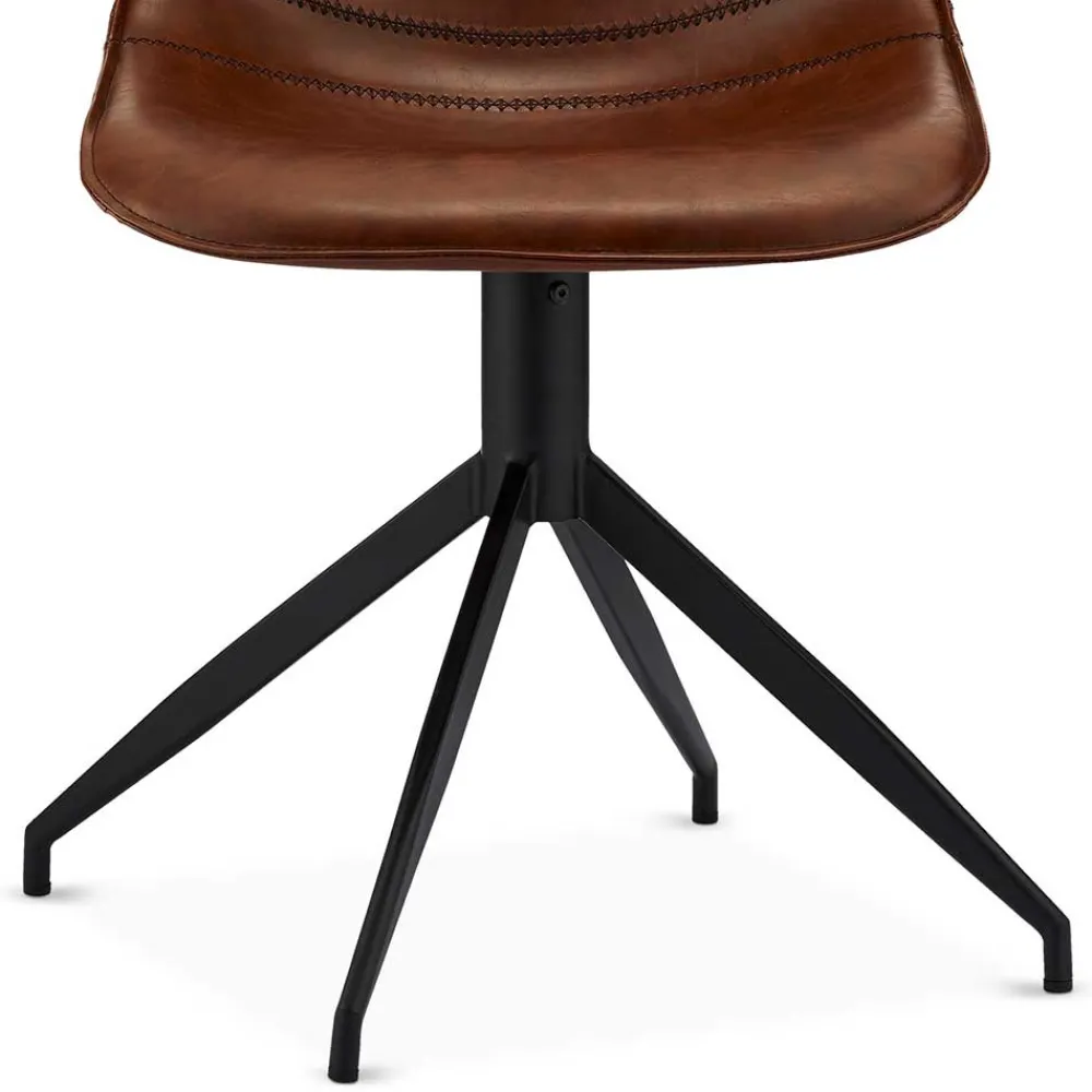 Wohnen 2er Kunstlederstuhl-Set in Braun - Enyet (2er Set)