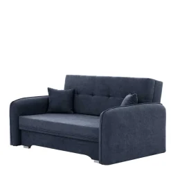 Wohnen Schlafsofas*2er Schlafcouch in Blaugrau Veloursbezug - Candeloco