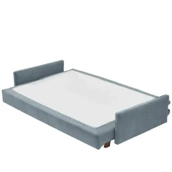 Wohnen 3er Schlafcouch in Hellblau mit Eiche - Eterna