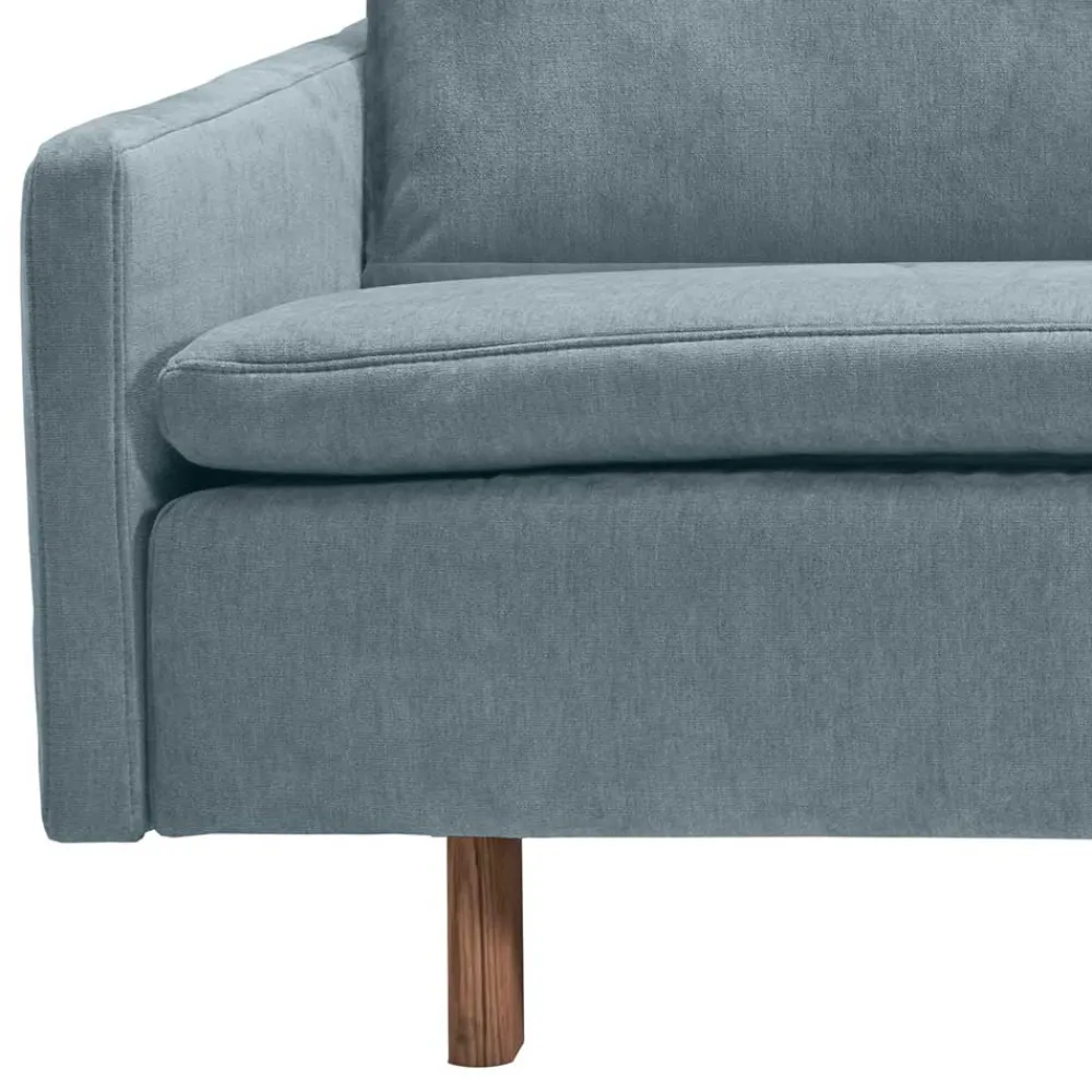 Wohnen 3er Schlafcouch in Hellblau mit Eiche - Eterna