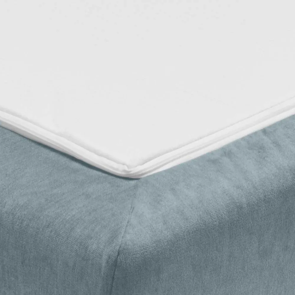 Wohnen 3er Schlafcouch in Hellblau mit Eiche - Eterna