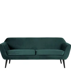 Wohnen Sofas|Sofa*2,5er Wohnzimmercouch in Petrol Blau & Schwarz - Jerry