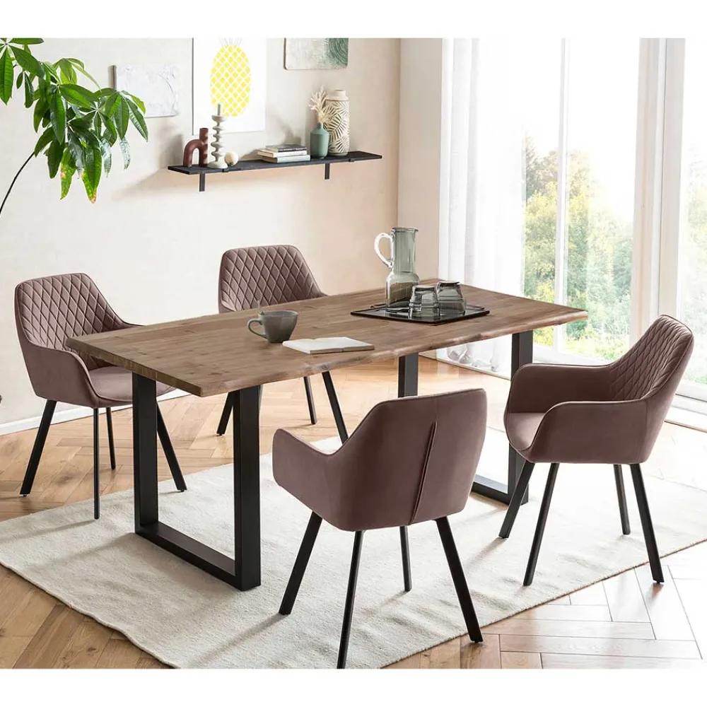 Wohnen Essgruppe in Braun mit Schwarz - Mikava (fünfteilig)