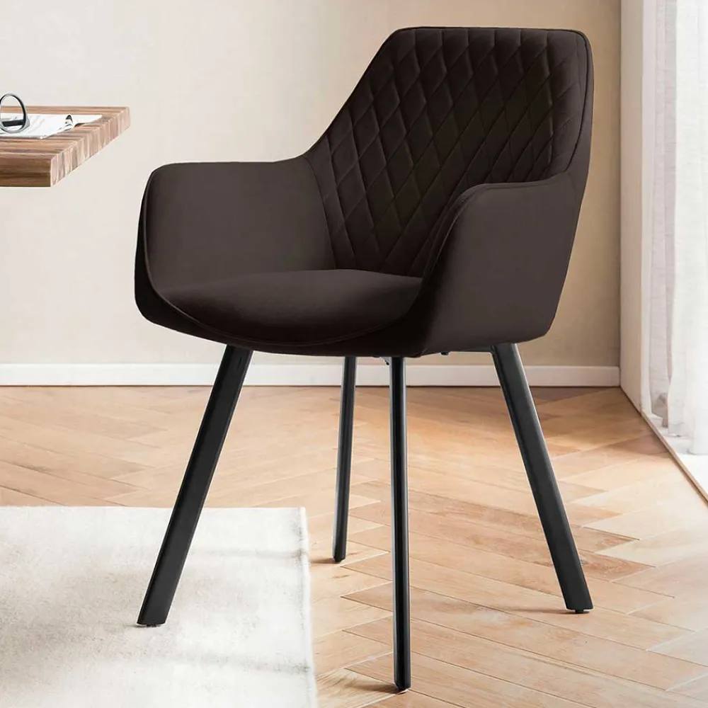 Wohnen Essgruppe in Braun mit Schwarz - Mikava (fünfteilig)