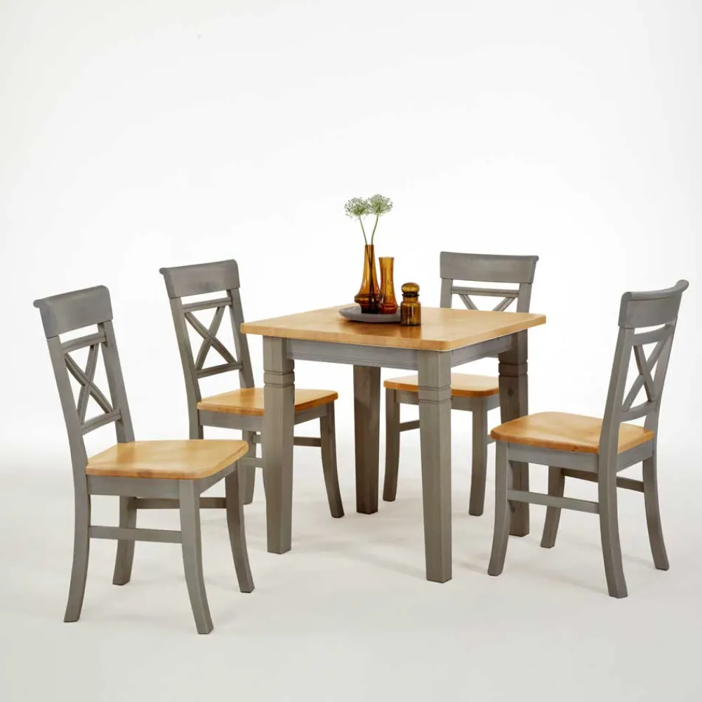 Wohnen Küchen-Essgruppen|Esszimmer Komplett*Essgruppe Jytte in Grau Kiefer (fünfteilig)