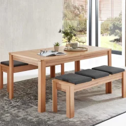 Wohnen Essgruppe mit Bänken Set - Amyonta (dreiteilig)