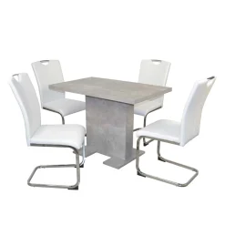 Wohnen Essgruppe mit mit Betonoptik Tisch - Zyana (fünfteilig)