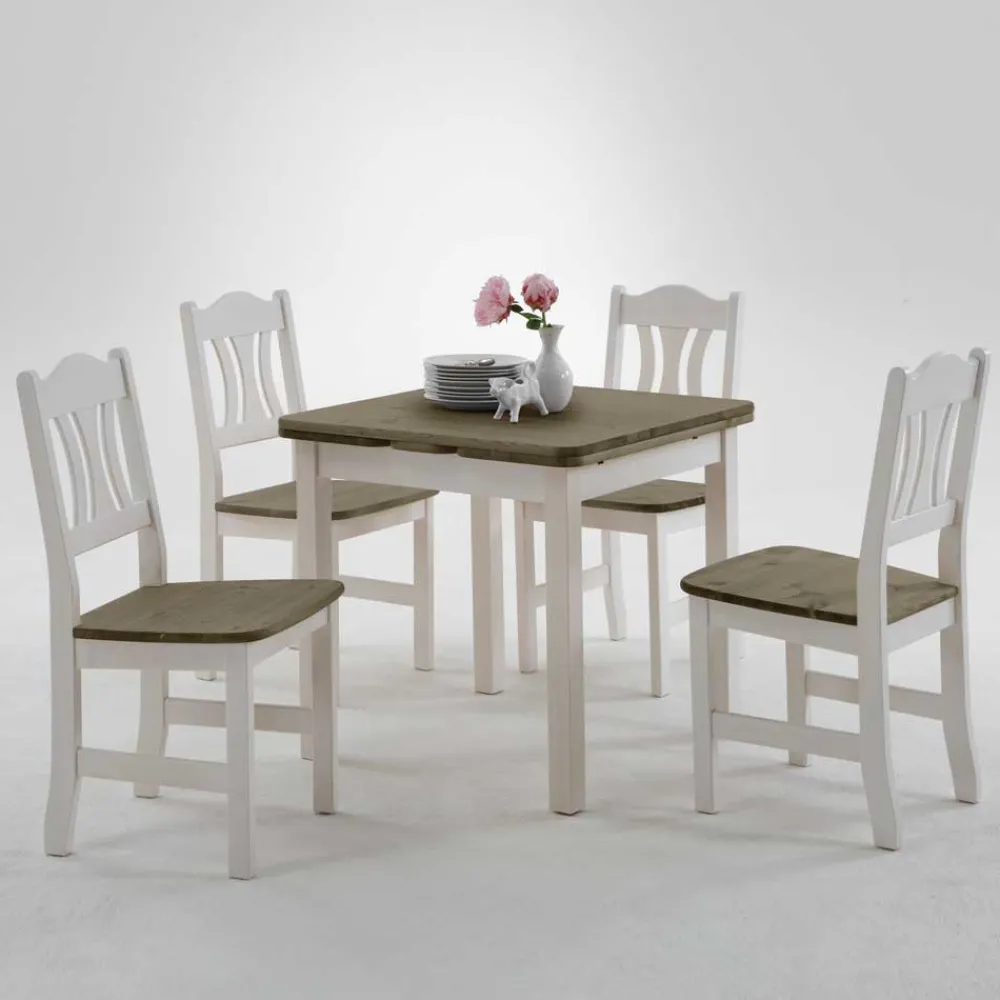 Wohnen Essgruppe Zamaiko in Weiß Grau Landhaus (fünfteilig)