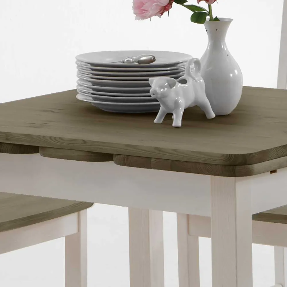 Wohnen Essgruppe Zamaiko in Weiß Grau Landhaus (fünfteilig)