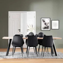 Wohnen Essplatzgruppe mit Samtstühlen - Pulva (siebenteilig)