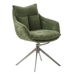 Wohnen Esstisch Armlehnenstuhl in Oliv Grün und Edelstahl - Mint (2er Set)