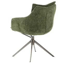 Wohnen Esstisch Armlehnenstuhl in Oliv Grün und Edelstahl - Mint (2er Set)