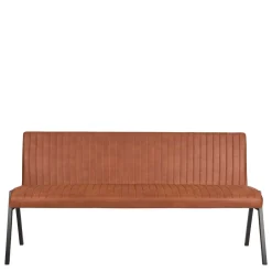 Wohnen Esstisch Bank mit Lehne in Cognac Braun - Christine